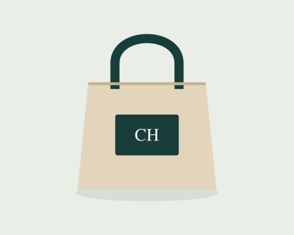 Original illustration of a fictional Cedar Harbor Tote demonstration product.